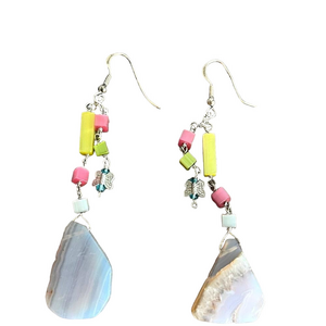 🍭6/$30 Lace Agate Stone Handmade Pink Green Butterfly Dangle Drop Earrings